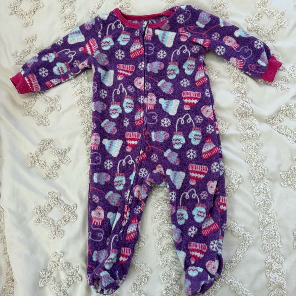 Festive Purple Fleece Footie